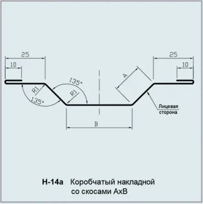 Нащільник H-14a коробчатий накладний зі скосами