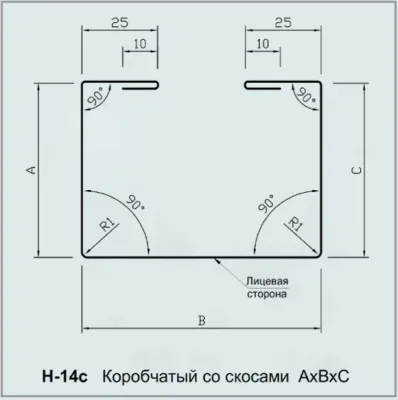 Нащільник H-14c коробчатий зі скосами
